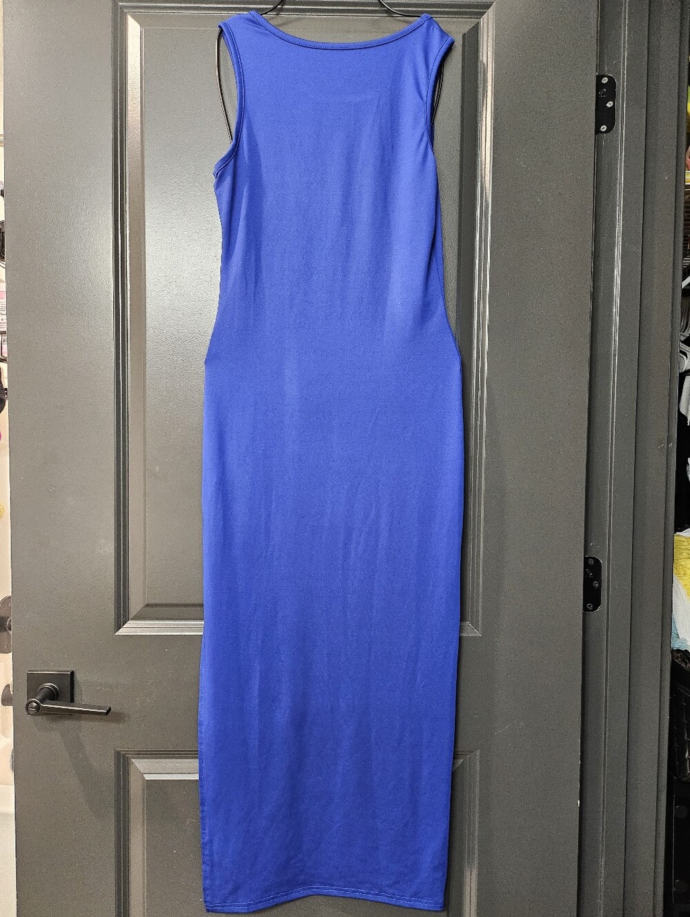 Lomg Blue Side Split Dress - Picture 3 of 4